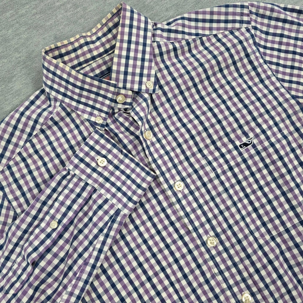 Vineyard Vines Mens Slim Fit Tucker Shirt Purple Navy Gingham Check 1W0696 Small